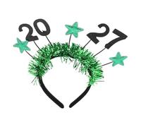 WOONEKY Happy 2027 New Year’s Eve Headband in with Starshaped Tinsel Boppers, Ultra Lightweight Non-woven Fabric and Plastic Design, Universal Fit for On-the- Parties and Party