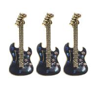 WOONEKY Hat Brooch Badges 3pcs Guitar Design Alloy Stylish British-Style Retro Pins with Stable Shine for Everyday Use and Social Gatherings