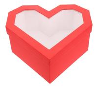 WOONEKY Heart Shape Window Box for Valentine'S Day Rose Flower Packaging, Red Polygonal Floral Box for Valentine Heart Presents