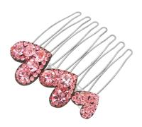 WOONEKY Heart Shaped Pink Hair Side Combs for Women with Bling Slide Design Durable Decorative Hairpins for Fine Thin Hair Bridal Wedding Jewelry Accessories for Brides