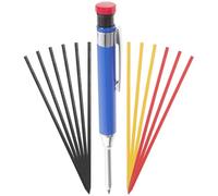 WOONEKY Heavy Duty Metal Mechanical Carpenter Pencil with Triple Color Refills for Deep Woodworking Marking Construction Drafting Tool for Builders Carpenters and Craftsmen