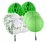 WOONEKY Japanese Style Green Paper Lantern for Dining Decoration | Hanging Decor, Paper Build, Versatile Centerpiece Use, Easy Cleaning, Traditional Charm
