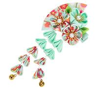 WOONEKY Japanese-style Hair Ornament Fans Shape Clip Long Tassel Stylish for Birthday Engagement