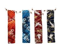 WOONEKY Japanese Style Tableware Bag 4 Pack Lightweight Drawstring Cloth Pouches for Forks Spoons Home Use