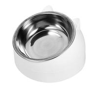 WOONEKY Knock over Cat Bowl Tilted Stainless Steel Feeder for Kitten Pet Food Drinking Bowl Neck Protection