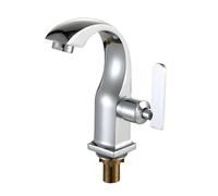 WOONEKY Lead Zinc Alloy Water Tap with Full Copper Spool Single Lever Wash Basin Faucet for Kitchen and Bathroom Mixer for Cold Water Only No Hose Included