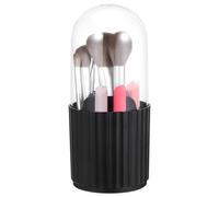 WOONEKY Makeup Brush Organizer Rotating Brush Holder Cup Lid Black Vertical Groove Hard Makeup Case Desktop Storage and Pen Holder