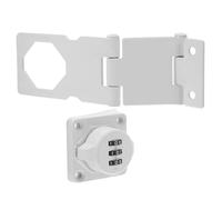 WOONEKY Mechanical Keyless Cabinet Door Lock with 3-Digit Combination Password, Ice White Surface-Mounted Hasp Lock for Closet, Drawer, Pantry Security in Home and Office