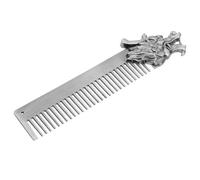 WOONEKY Men’s Metal Pocket Comb with Dragon Pattern, Wide Tooth Beard and Mustache Styling Comb, Zinc Alloy Silver Hair Grooming Tool for Travel and Beard Shaping