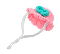 WOONEKY Mini Hamster Knitted Hat Adjustable Strap Cute Floral Design for Small Pets for Festivals and Photoshoots