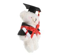 WOONEKY Mini Plush Graduation Bear Ivory White Soft Stuffed Animal for Graduation Season Keepsake Students Elegant Presentation Accent