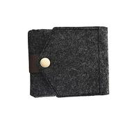WOONEKY Mini Portable Makeup Bag with Mirror Dark Grey Felt Lipstick Storage Pouch Snap Button Closure Compact Travel Cosmetic Organizer for Women