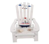 WOONEKY Mini Wooden Beach Chair Ornament Coastal Home Decor for Dollhouse Tabletop Nautical Style Miniature Chair Model Photo Prop Random Style for Office and Garden