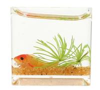 WOONEKY Miniature Fish Tank Model with Orange Goldfish Simulation Small Resin Fish Tank Ornament for Dollhouse Decor for Miniature Home Scenes