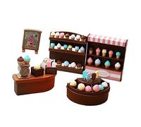 WOONEKY Miniature Ice Cream Counter Set Realistic Mini Cake Cabinet Model for Dollhouse Decor Lovely Mini House Ornament for Play Home Decoration and Photo Props