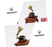 WOONEKY Miniature Retro Phonograph Model for Dollhouse Vintage Gramophone Simulation with Smooth Finish Mini House Accessories Creative Decorative Prop for Photography and Home Display