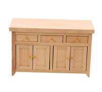 WOONEKY Miniature Scale Wooden Dollhouse Cabinet with Working Space Saving Storage for Kitchen and Living Multipurpose Micro Scene Furniture for Dollhouse Decoration and Role Playing