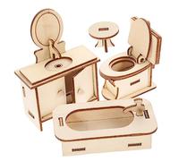 WOONEKY Miniature Wooden Dollhouse Toilet Doll House Bathroom Accessory Friendly Mini Furniture for Pretend Play and Home Decoration Enhances Imagination and Hands Skills