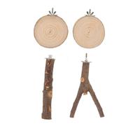 WOONEKY Multi-branch Natural Wood Bird Perch Stand for Large Birds Portable Parrot Stand with Flat Platform and Claw Grinding Stick Easy Assembly Cage Accessories for Parakeets and Parrots