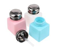 WOONEKY Nail Polish Remover Bottle Set of 3 100ml Press Pump Bottle for Liquid Cuticle Remover Dispenser