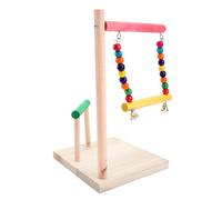 WOONEKY Natural Material Parrot Playstand with Swing and Perch for Birds Cage Climbing Safe Eco Friendly Bird Playground for Parakeets and Cockatiels Easy to Install