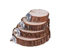 WOONEKY Natural Wood Round Parrot Platform Stand Branch Perches for Birds and Small Pets Indoor Cage Playground Station Board for Hamsters Gerbils Mice Rats and Parrots