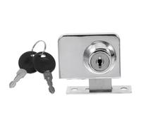 WOONEKY No Drilling Glass Cabinet Lock for Display Cases Single Opening Safety Lock with Mounting Pads Easy Slide Door Protection for Shop Home Office Showcases