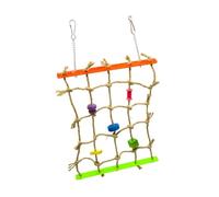 WOONEKY Parrot Climbing Toy Wood Block Rope Net Funny Parrot Bite Toy for Birds Perches Scenario Random Style