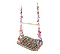 WOONEKY Parrot Swing Hammock Double Layer Climbing with Playful Vine Ball Accents for Parakeet and Bird Cage Supplies Safe Durable Hanging Swing for Parrots