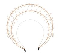 WOONEKY Pearl Crown Headpiece Lightweight Headband for Women Elegant Lolita Goddess Hair Accessory with Delicate Pearl Decoration for Weddings Parties and Festivals