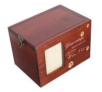 WOONEKY Pet Urn with Photo Frame Wooden Keepsake Casket for Dogs Cats Compact Pet Funeral Accessory for Cherishing Memories