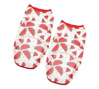 WOONEKY PET Vest PET Clothes Dog Clothes 2pcs Polyester Thin Breathable Wear-resistant Hawaiian Party Dress Print Watermelon for Small Dogs Cat Costume Cat Apparel Summer Outfits
