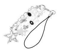 WOONEKY Phone Charm Chain Phone Charm String Wrist Lanyard for Keys Easy to Carry Versatile Accessory Alloy Five-pointed Star and Cross Shape Fashionable Aesthetic Simple 5.70x0.59x0.59