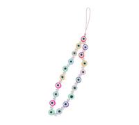 WOONEKY Phone Strap Charm Eye Pattern Polymer Clay Beaded Lanyard Wrist Strap Keychain Bracelet Anti-Lost Phone Chain for Women Girls Camera Multi-Use