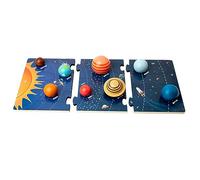 WOONEKY Planetary Cognitive Building Blocks Learning Puzzle Planet Models for Planets for Learning Shape Matching Game Puzzles Wood