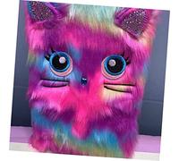 WOONEKY Plush Cartoon Notebook Purple Cat Adorable Writing Pad Color Paper Diary Journal Scrapbook for Creative Drawing and Daily Notes Gift