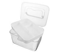 WOONEKY Portable Medicine Organizer Box with Handle Clear Plastic Tablet Container with Divided Compartments for Travel Household and Emergency Use Transparent Compact Pill Storage Case