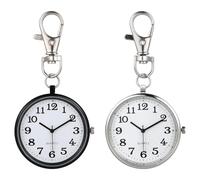 WOONEKY Quartz Nurse Hanging Watch 2pcs Alloy Large Dial Black White Faces for Women and Students