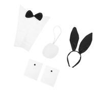 WOONEKY Rabbit Costume Accessories Set Soft Bunny Ear Headband Tail Collar Sleeves for Festival Parties Cosplay Stage Performance Premium Cloth Lightweight Comfortable