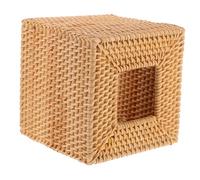WOONEKY Rattan Tissue Box Cover Rattan Woven Tissue Holder for Home Office Napkin Storage Case Compact Design for Easy Access and Use