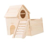 WOONEKY Real Wood Hamster House Guinea Pig Hideout Fun Castle Playpen for Small Mammals Safe Comfortable Nest for Chinchilla Toys 1 Set