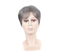 WOONEKY Realistic Short Grey Silver Wig for Men High Temperature Fiber Natural Look Breathable Comfortable Headwear for Daily Use Cosplay Party