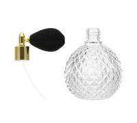 WOONEKY Refillable Perfume Bottle 100ml Vintage Glass Sprayer with Air Bulb | Golden Connector, Fine Mist Atomiser, Leak-free Travel Refills, Decorative Display for Vanity Tables