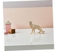 WOONEKY Retro Brass Wolf Dog Figurine Miniature Chinese Zodiac Charm for Jewelry Making Home Decor Feng Shui Symbol of Loyalty and Protection Gift