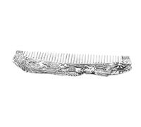 WOONEKY Retro Dragon Phoenix Engraved Small Professional Cutting Comb Vintage Silver Copper Anti-static Hair Grooming Accessory for Women and Travel