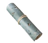 WOONEKY Retro Sky-Blue Pencil Roll Bag with Beautiful Flowers and Cranes Printing Lightweight Polyester Pen Pouch for Home Stationery Storage and Travel Organizer