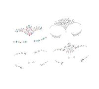 WOONEKY Rhinestones for Face Self Adhesive Gems Jewel Stickers Pink Rhinestones 4 Sheets Set