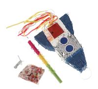 WOONEKY Rocket Pinata for Kids Birthday Party Space Themed Party Decorations Stick Blindfold for Boys and Girls for Outer Space Celebrations