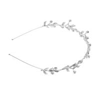 WOONEKY Roman Goddess Headband Metal Leaf Hair Band Rhinestone Bridal Headpiece for Women Wedding Accessory