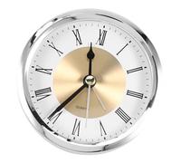 WOONEKY Round Crystal Quartz Clock Insert with Accurate Movement Embedded Table Clock Core for DIY Projects Vintage Desk Wall Mountable Home Decor Silver Tone